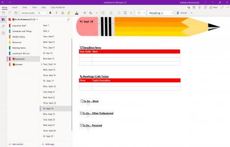 OneNote To-Do page template