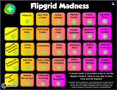Flipgrid Madness Calendar of 31 Ideas for using Flipgrid - made in Genially